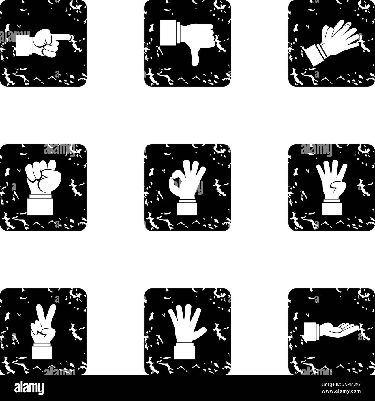 Gestural icons set, grunge style Stock Vector