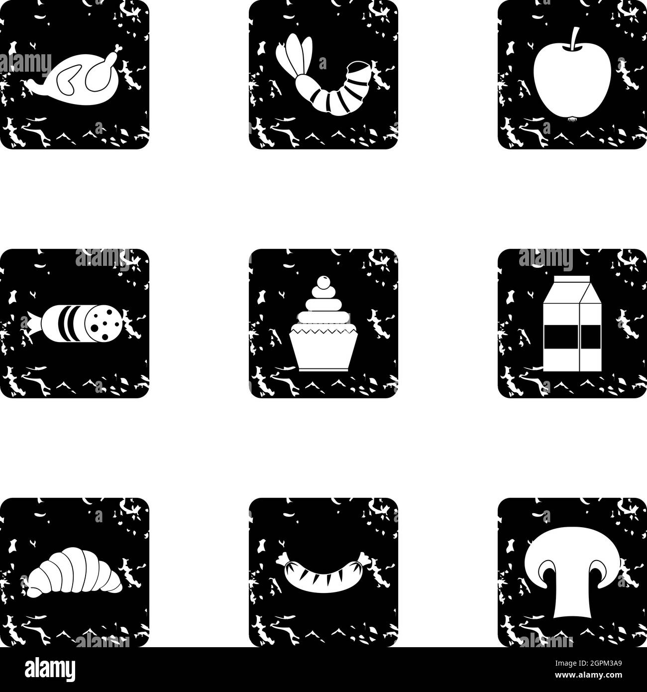 Brunch icons set, grunge style Stock Vector