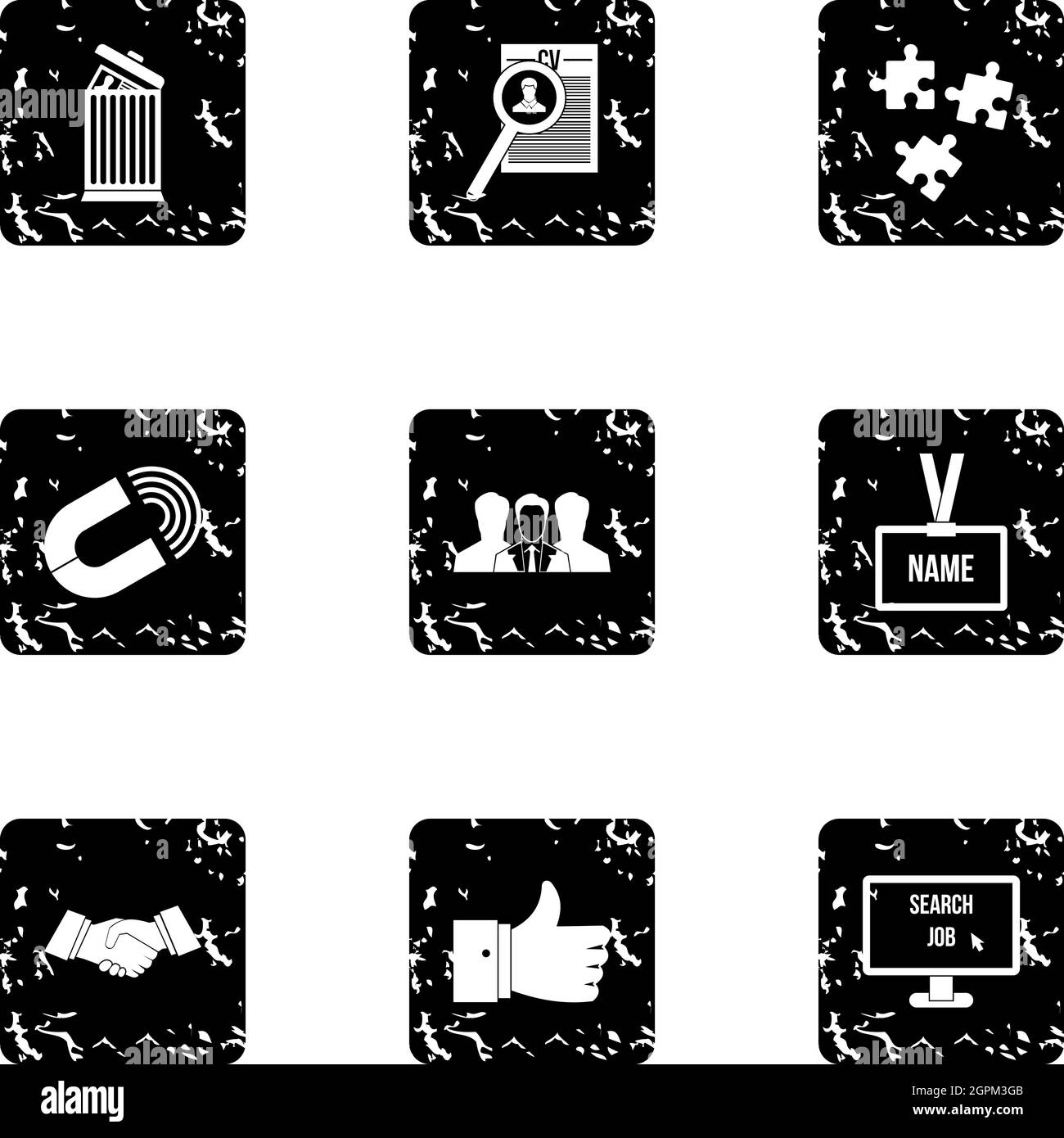Team icons set, grunge style Stock Vector