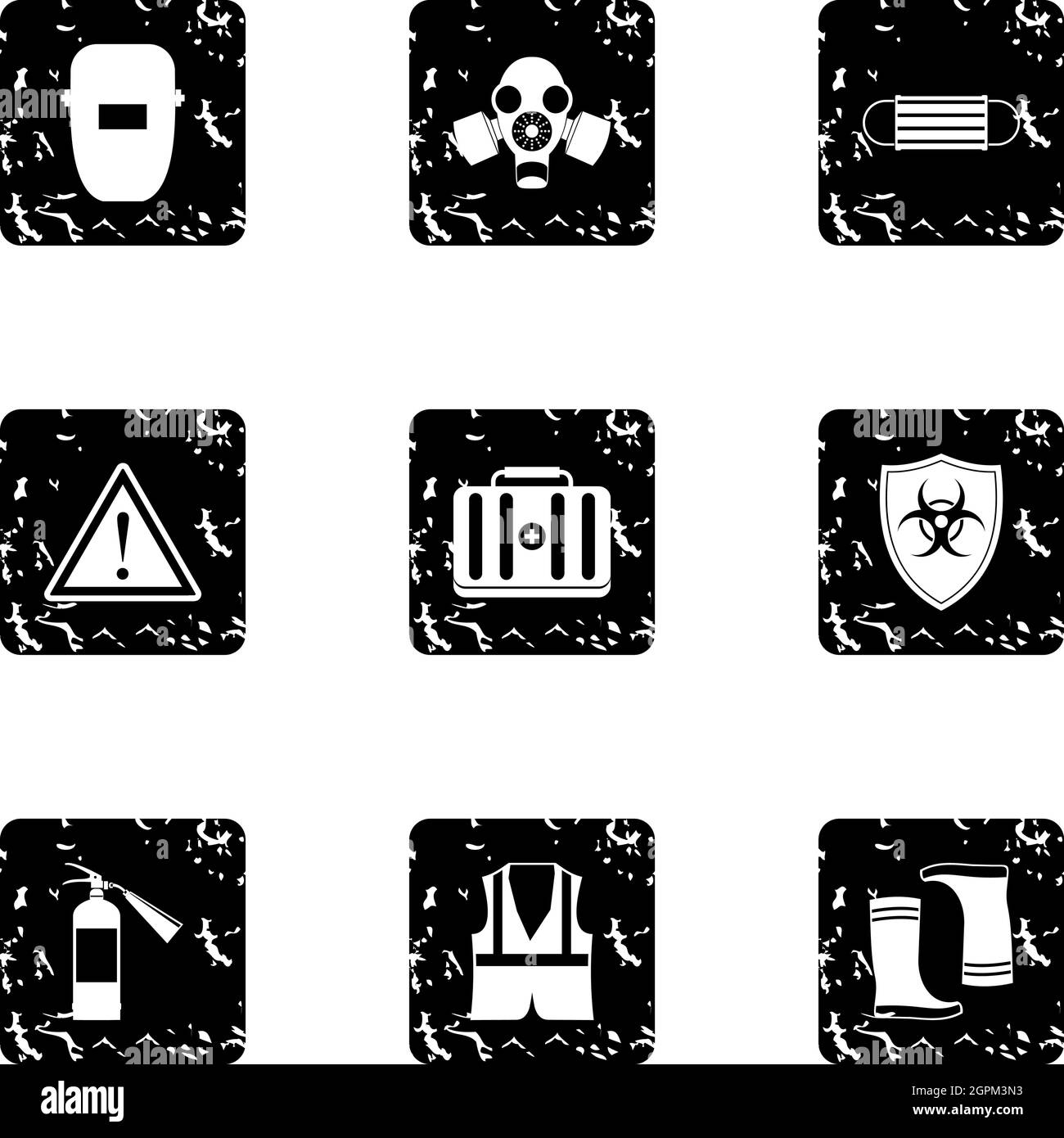 Repairs icons set, grunge style Stock Vector