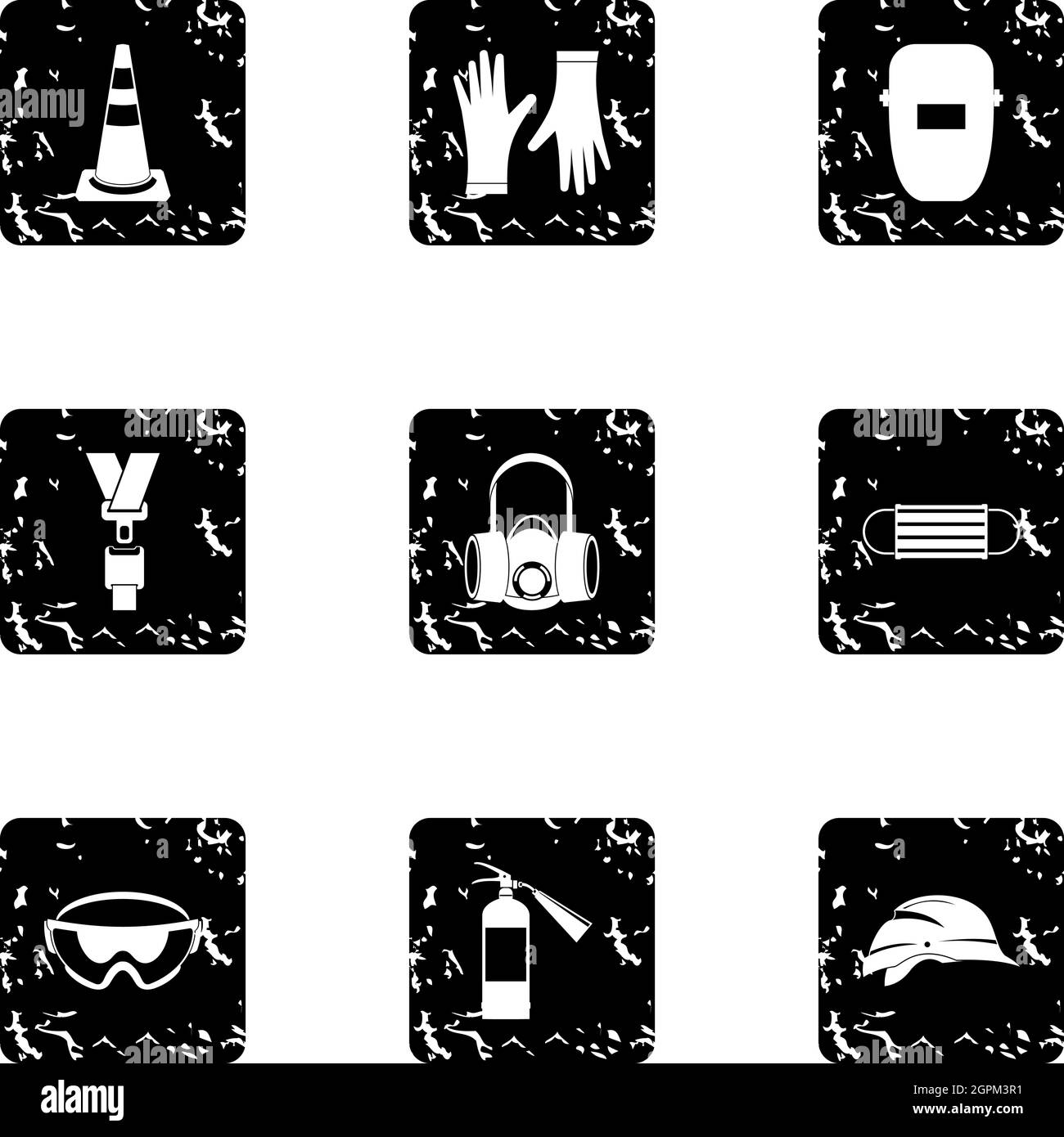 Building tools icons set, grunge style Stock Vector