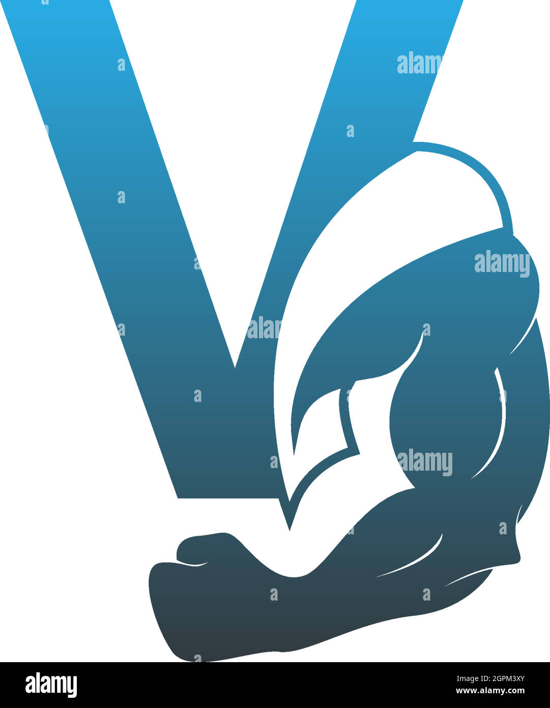 Letter V logo icon with muscle arm design vector Stock Vector Image ...