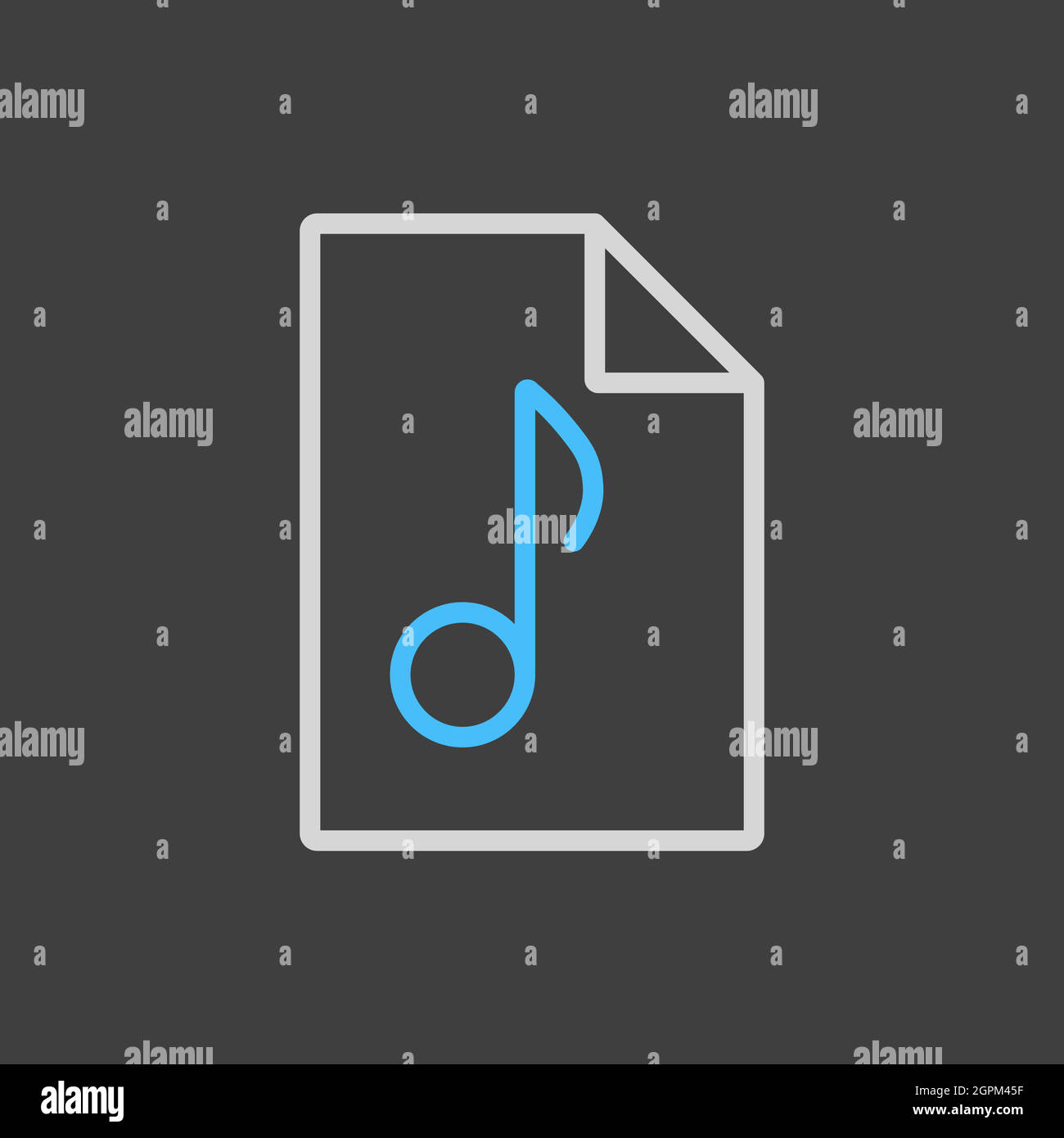 Music file vector flat icon on dark background Stock Vector