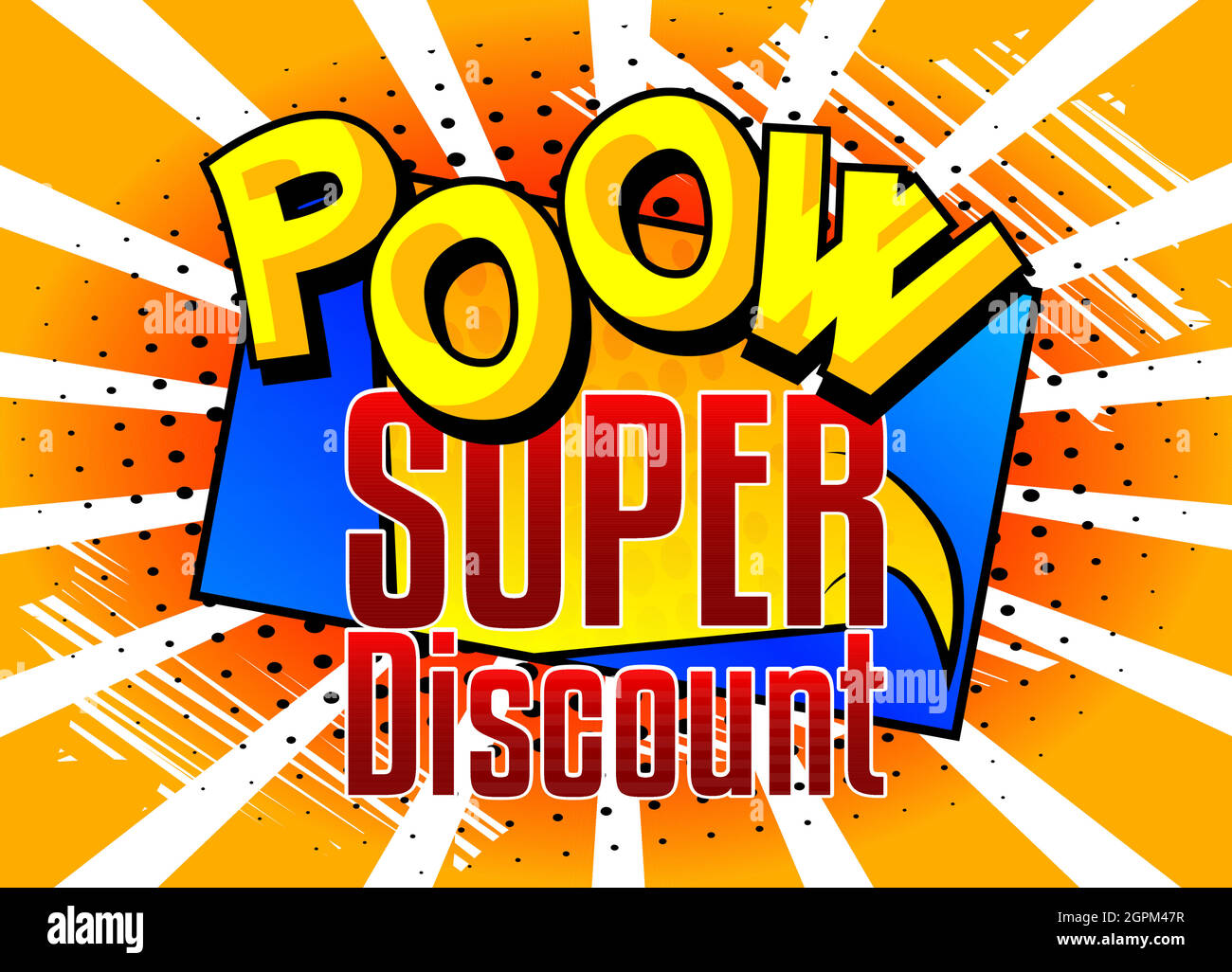 Poow Super Discount Comic book style advertisement text Stock Vector