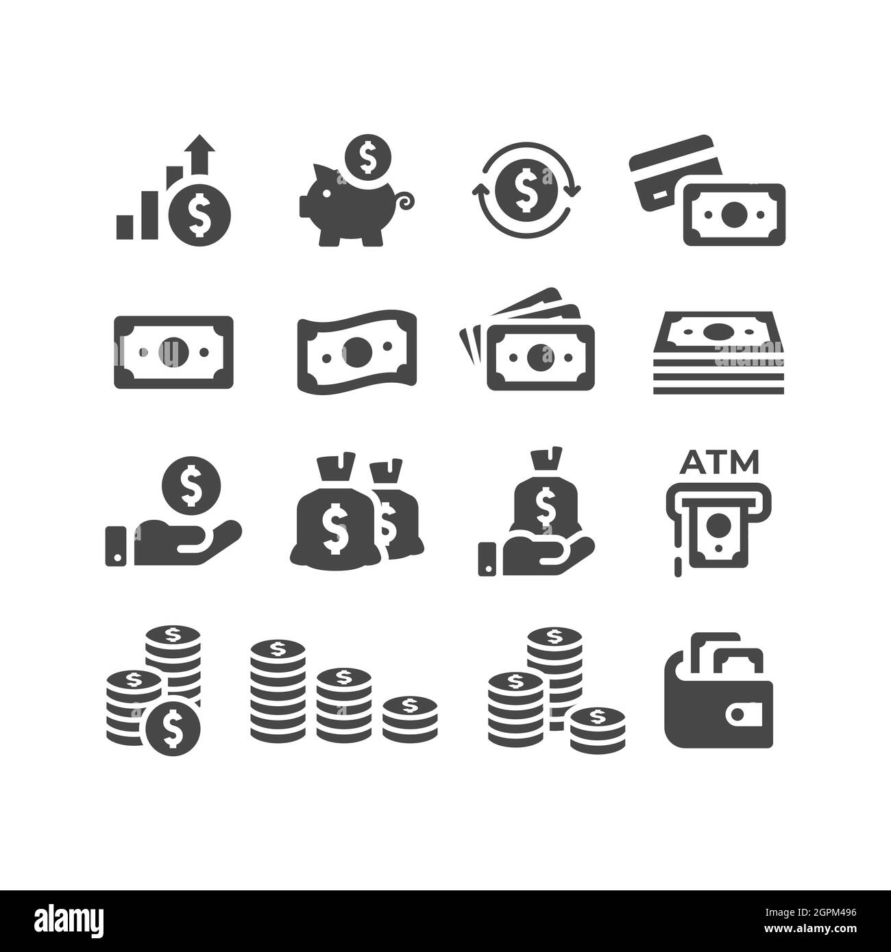 Money or financial vector icon set Stock Vector