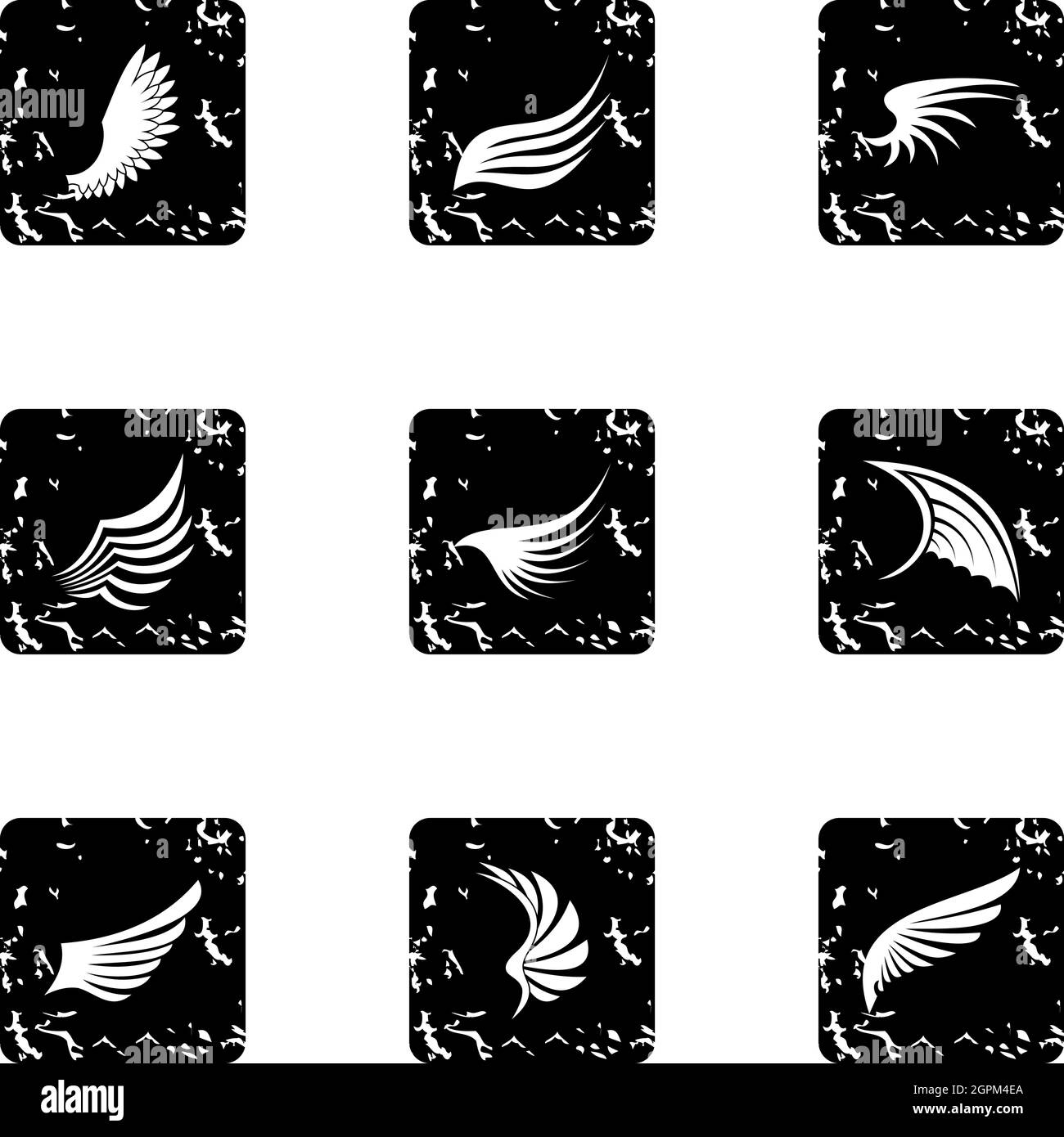Wings icons set, grunge style Stock Vector Image & Art - Alamy