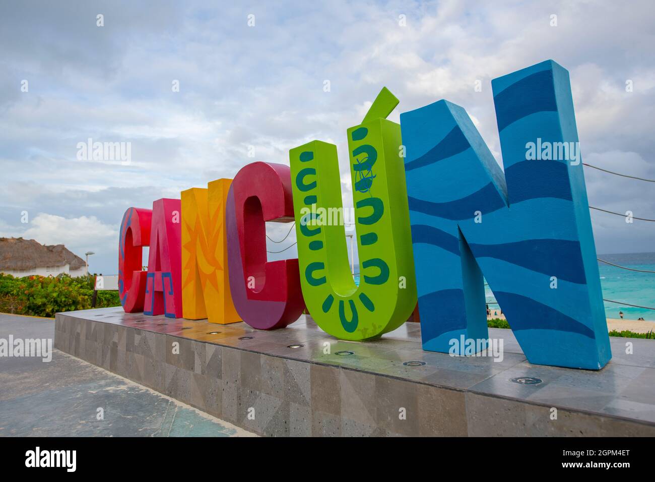 Colorful Cancun Letters on beach in Cancun, Quintana Roo QR, Mexico