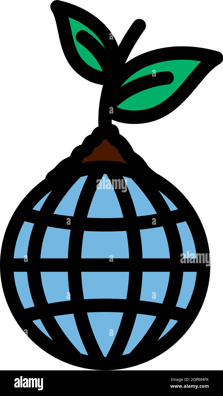 Planet With Sprout Icon Stock Vector
