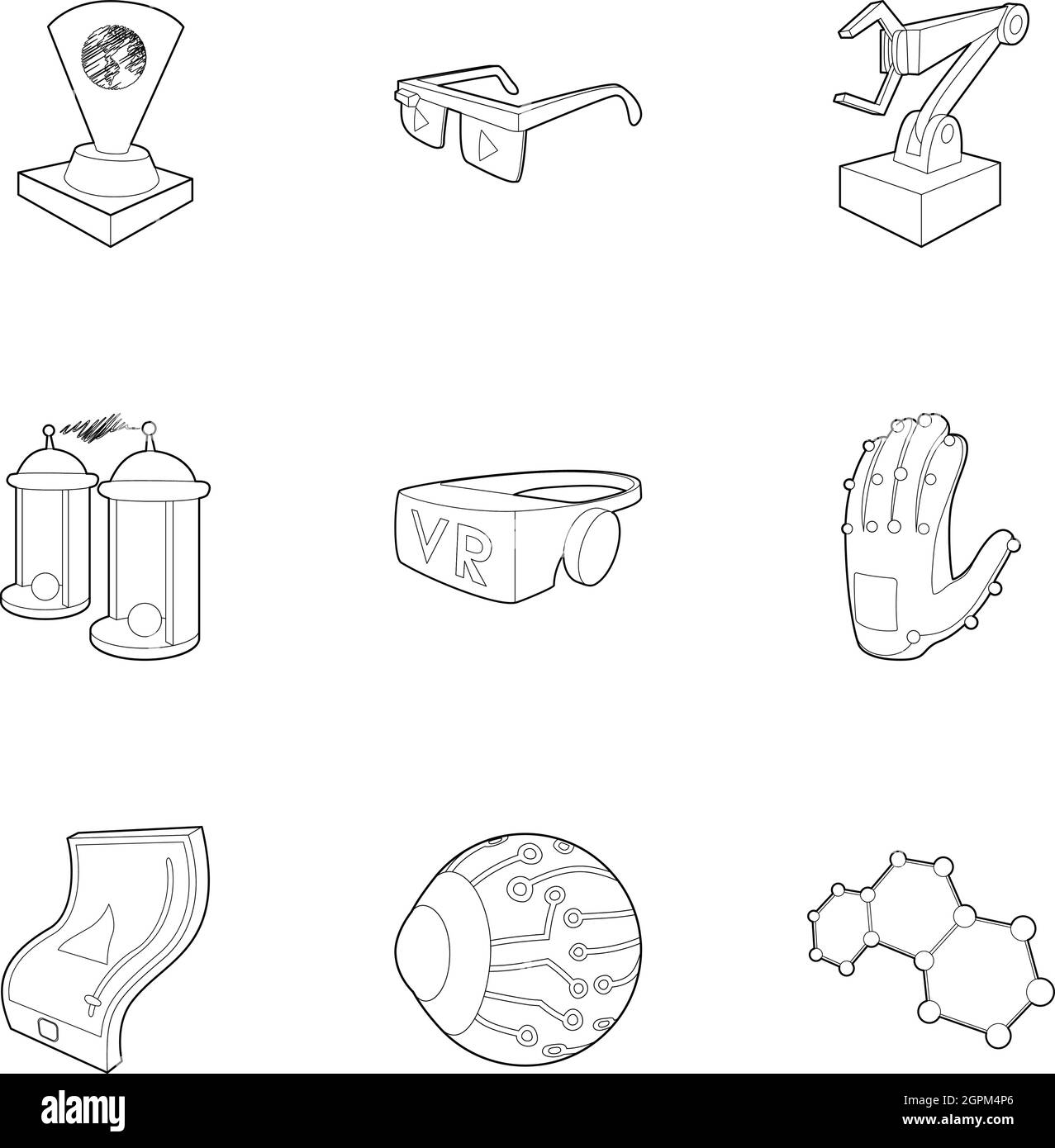 Computer latest devices icons set, outline style Stock Vector