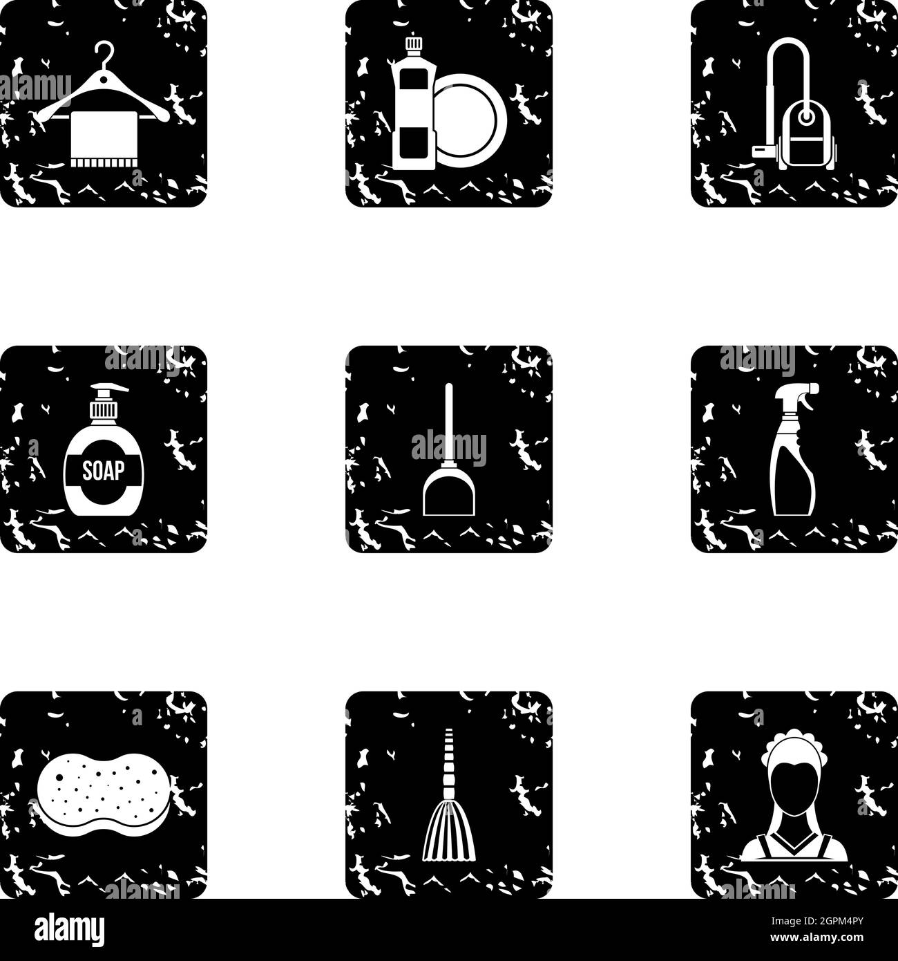 Cleansing icons set, grunge style Stock Vector