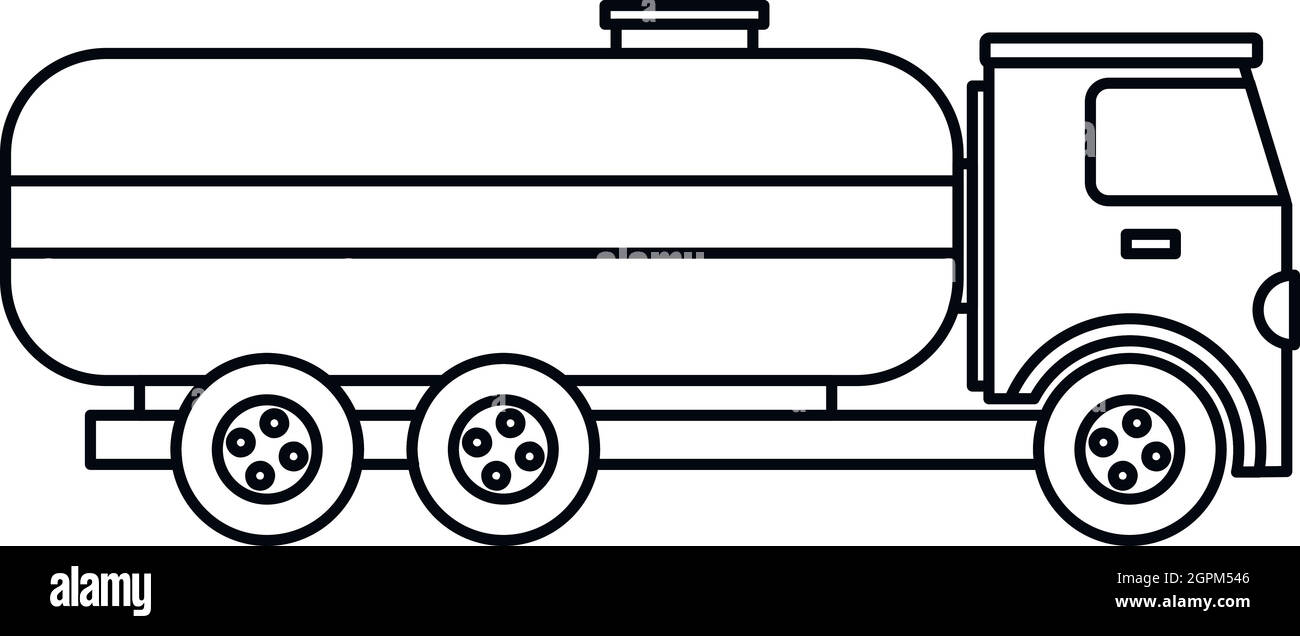 Fuel tanker truck icon, outline style Stock Vector