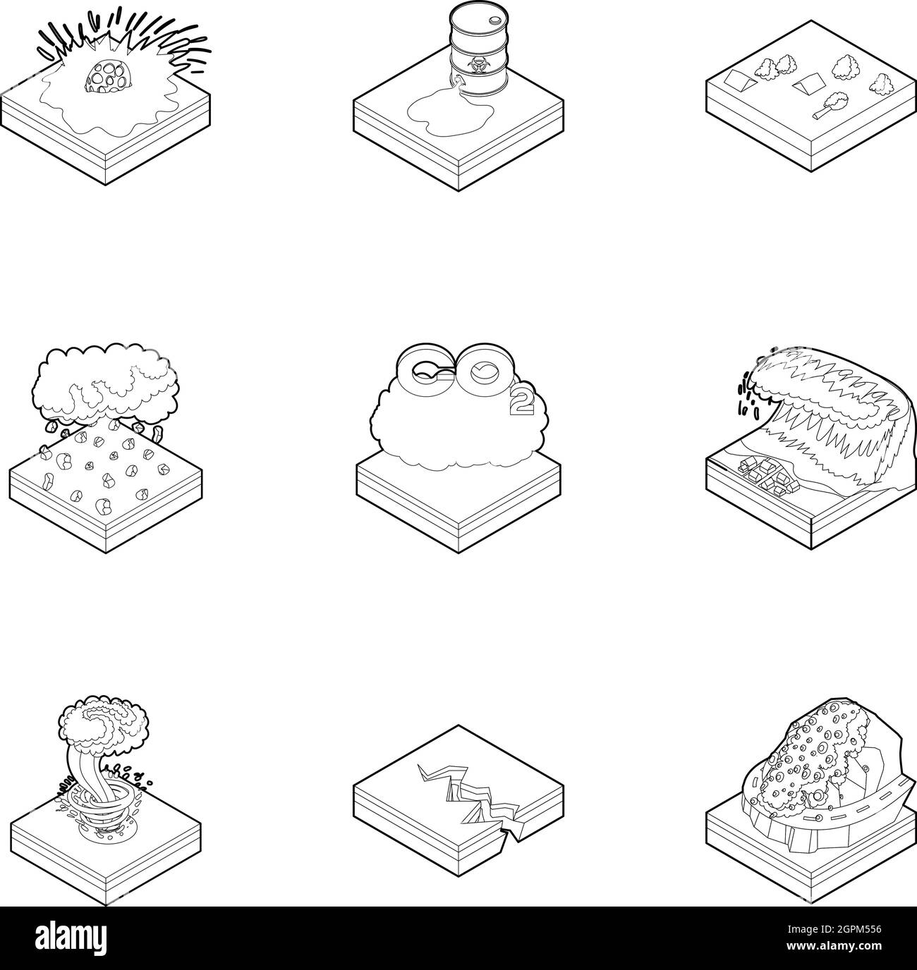Disaster icons set, outline style Stock Vector Image & Art - Alamy