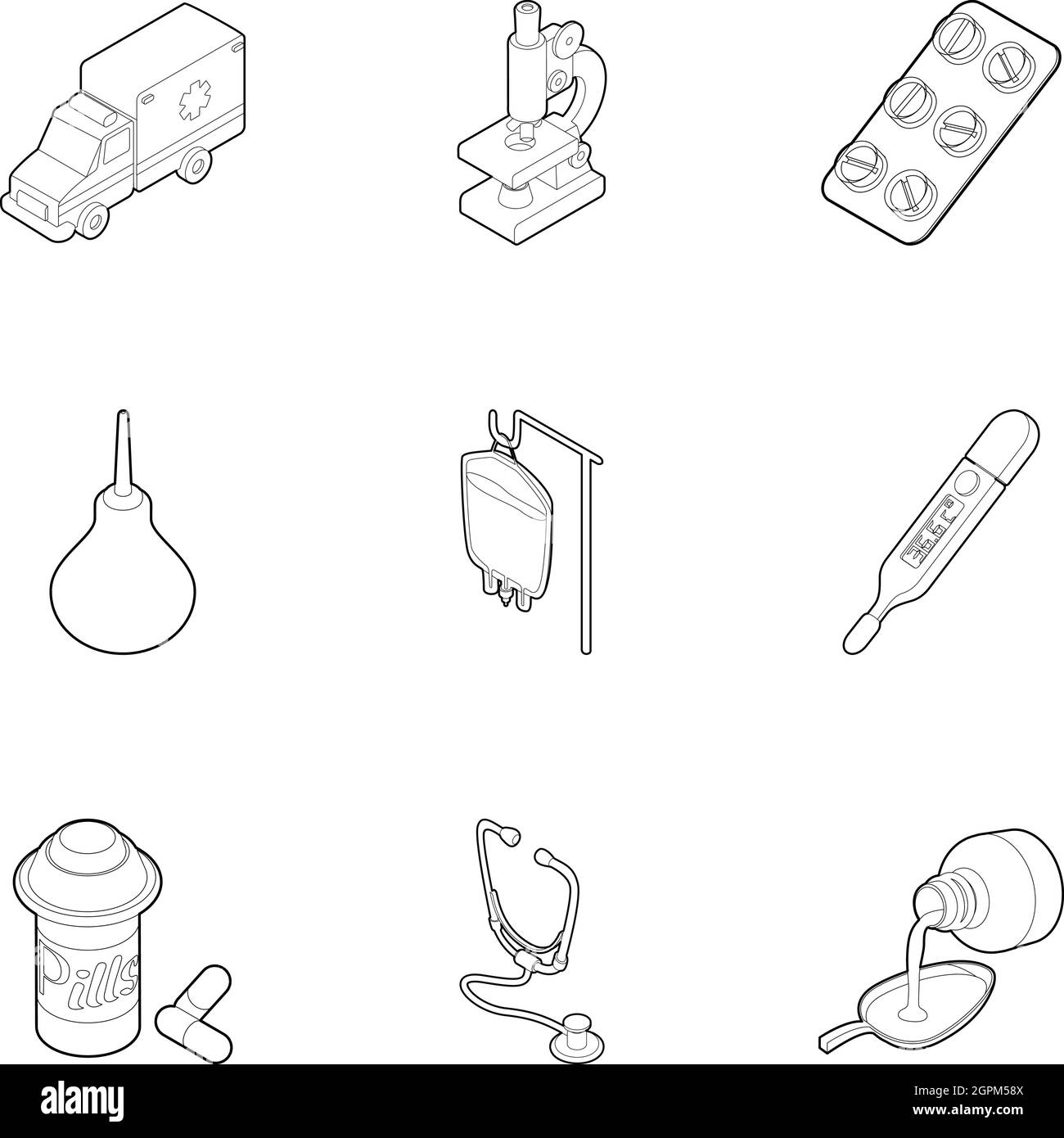 Doctoral icons set, outline style Stock Vector Image & Art - Alamy