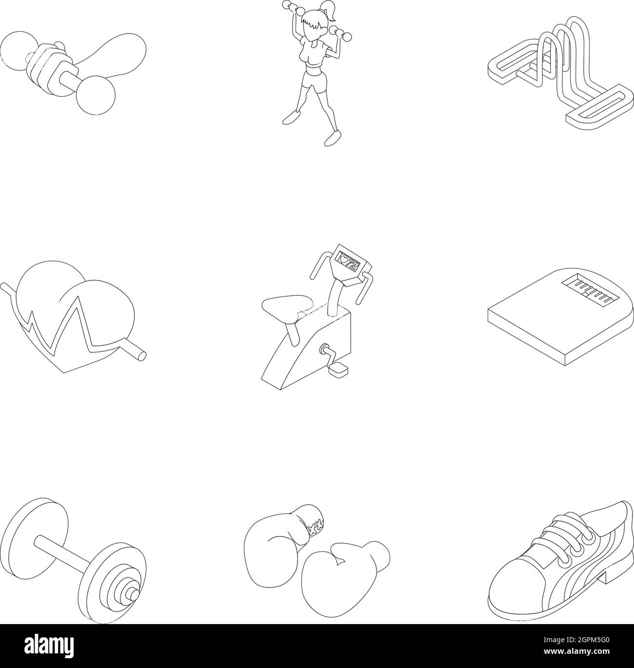 Active fitness icons set, outline style Stock Vector