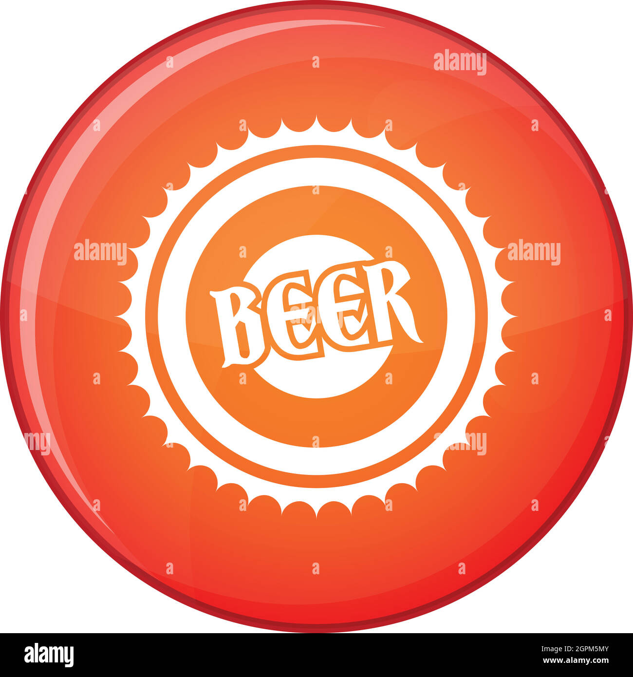 Beer bottle cap icon, flat style Stock Vector