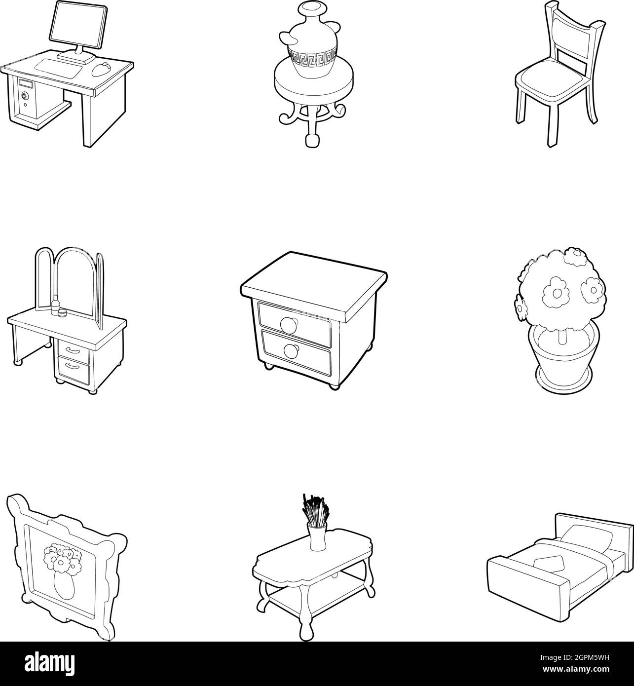 Type of furniture icons set, outline style Stock Vector Image & Art - Alamy