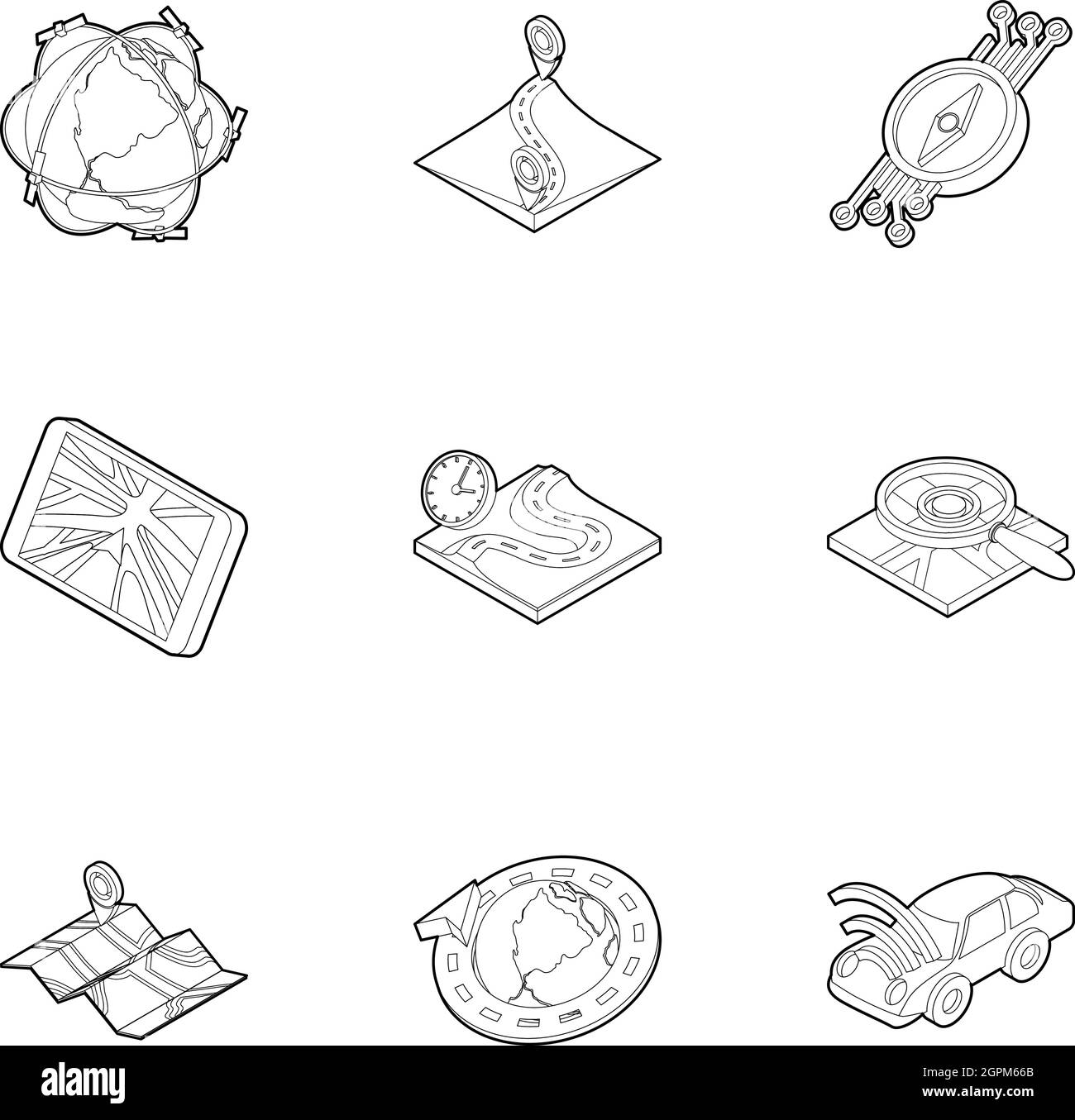 GPS icons set, outline style Stock Vector Image & Art - Alamy