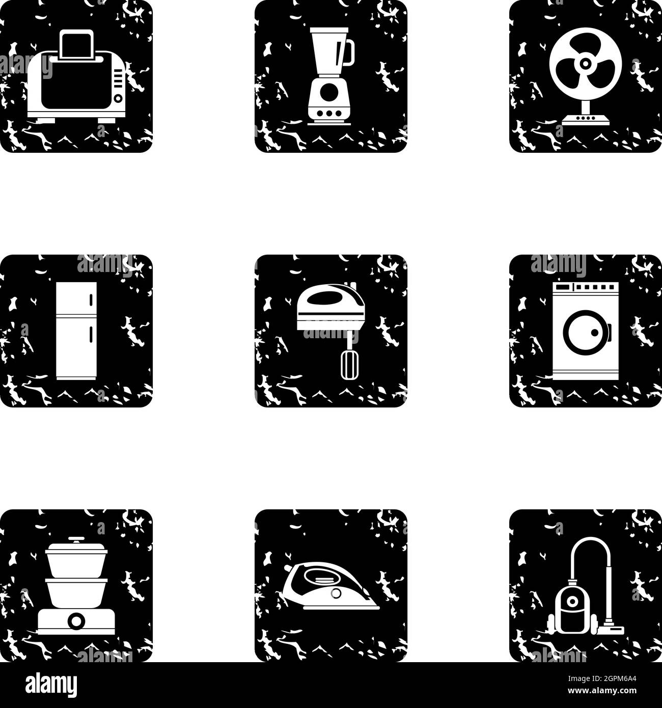 Appliances icons set, grunge style Stock Vector