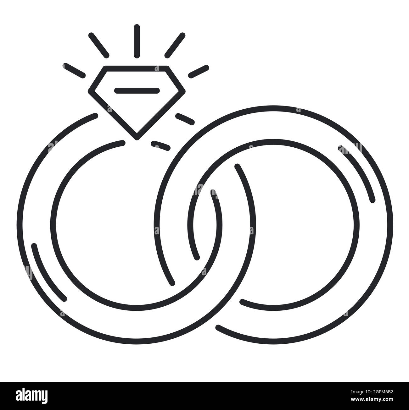 Wedding rings thin line icon Stock Vector