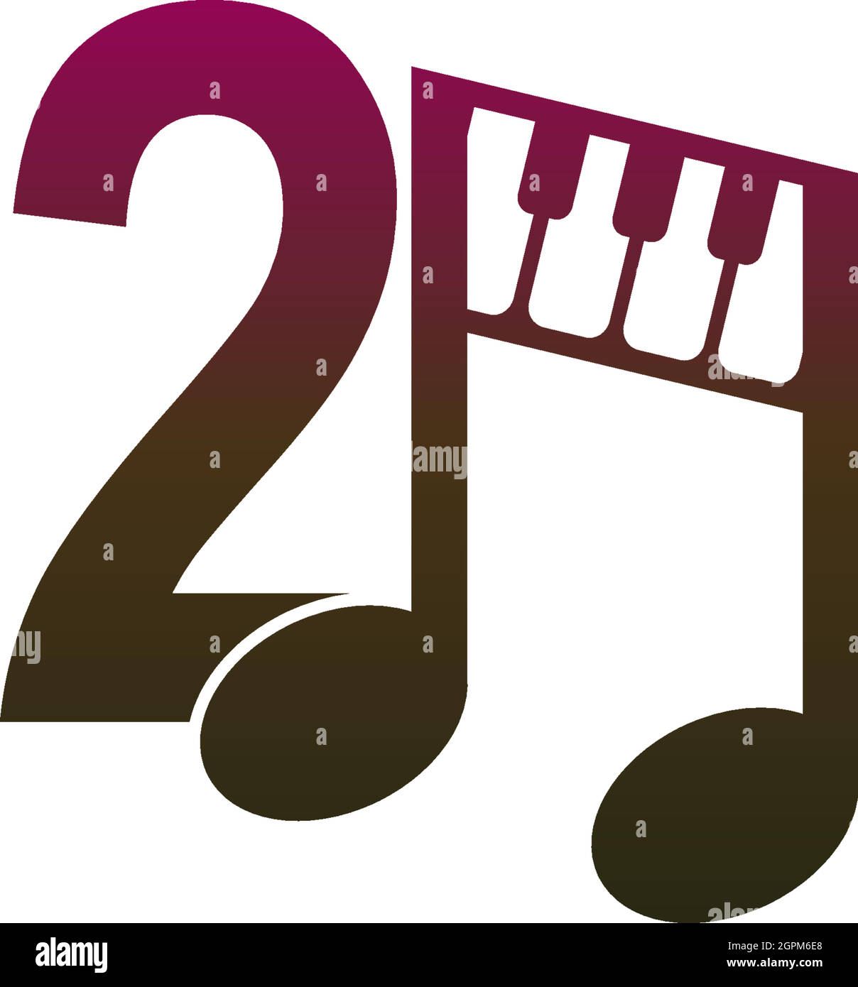 Number 2 logo icon with musical note design symbol template Stock ...