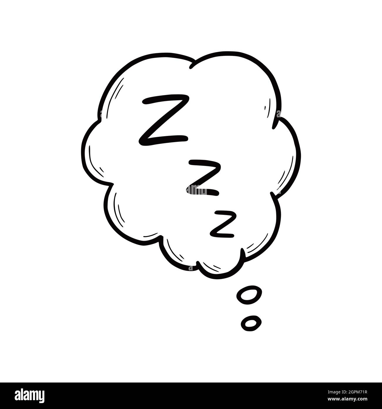 Zzz doodle comic speech bubble. Hand drawn sketch dtyle zzz text with