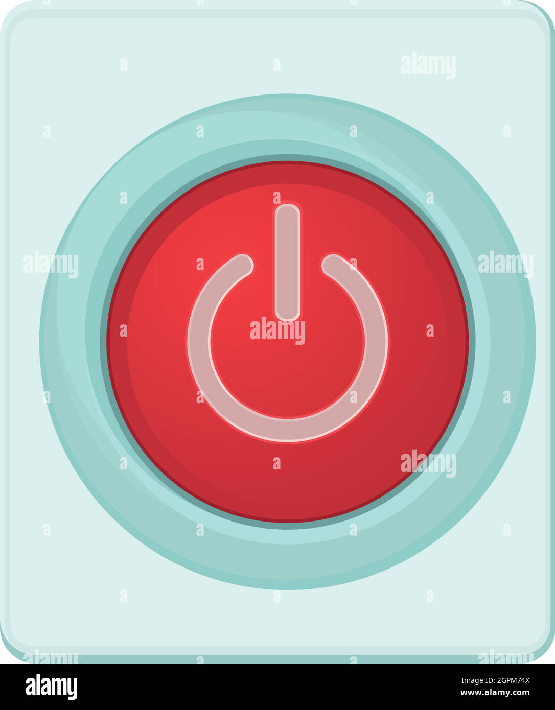 Red power on or off button icon, cartoon style Stock Vector