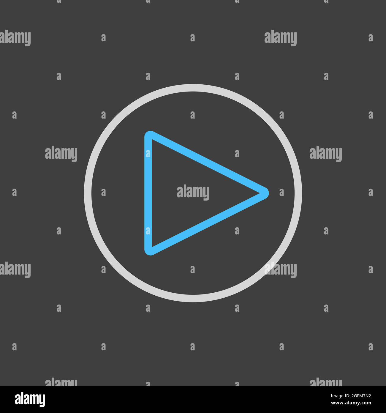 Play button vector flat icon on dark background Stock Vector