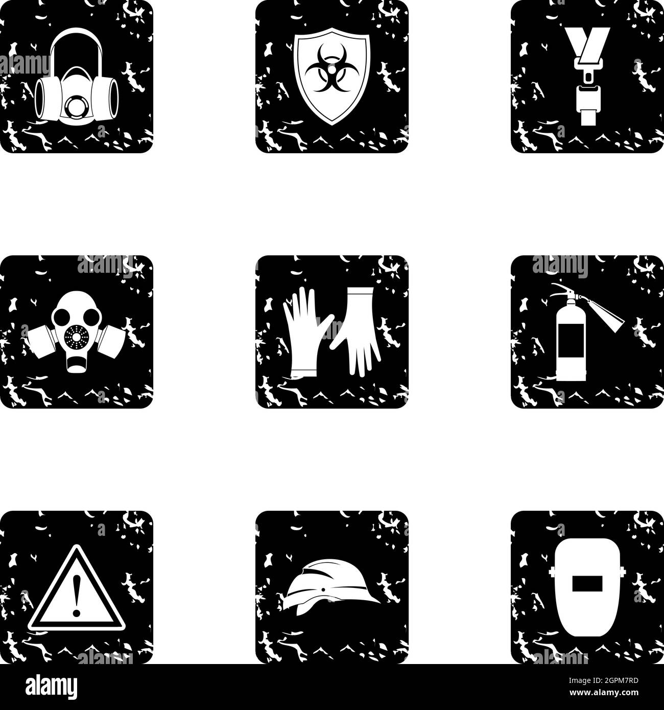 Construction icons set, grunge style Stock Vector