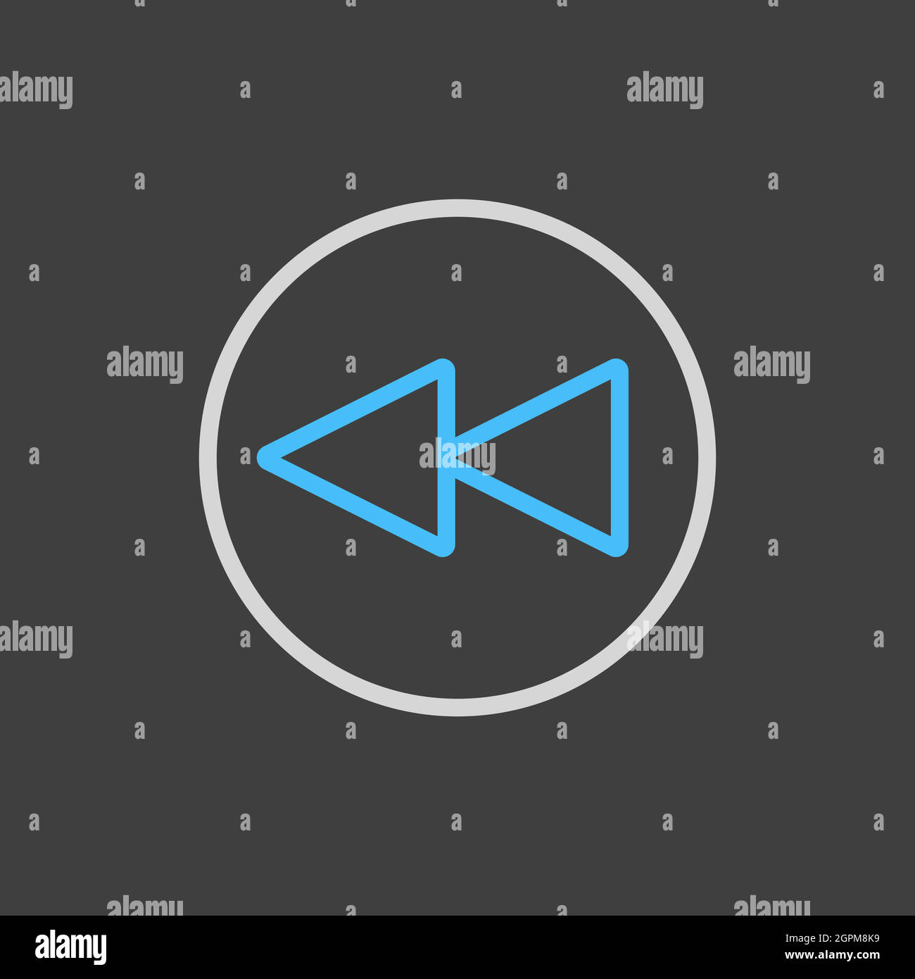 Play previous track button vector flat icon on dark background Stock Vector