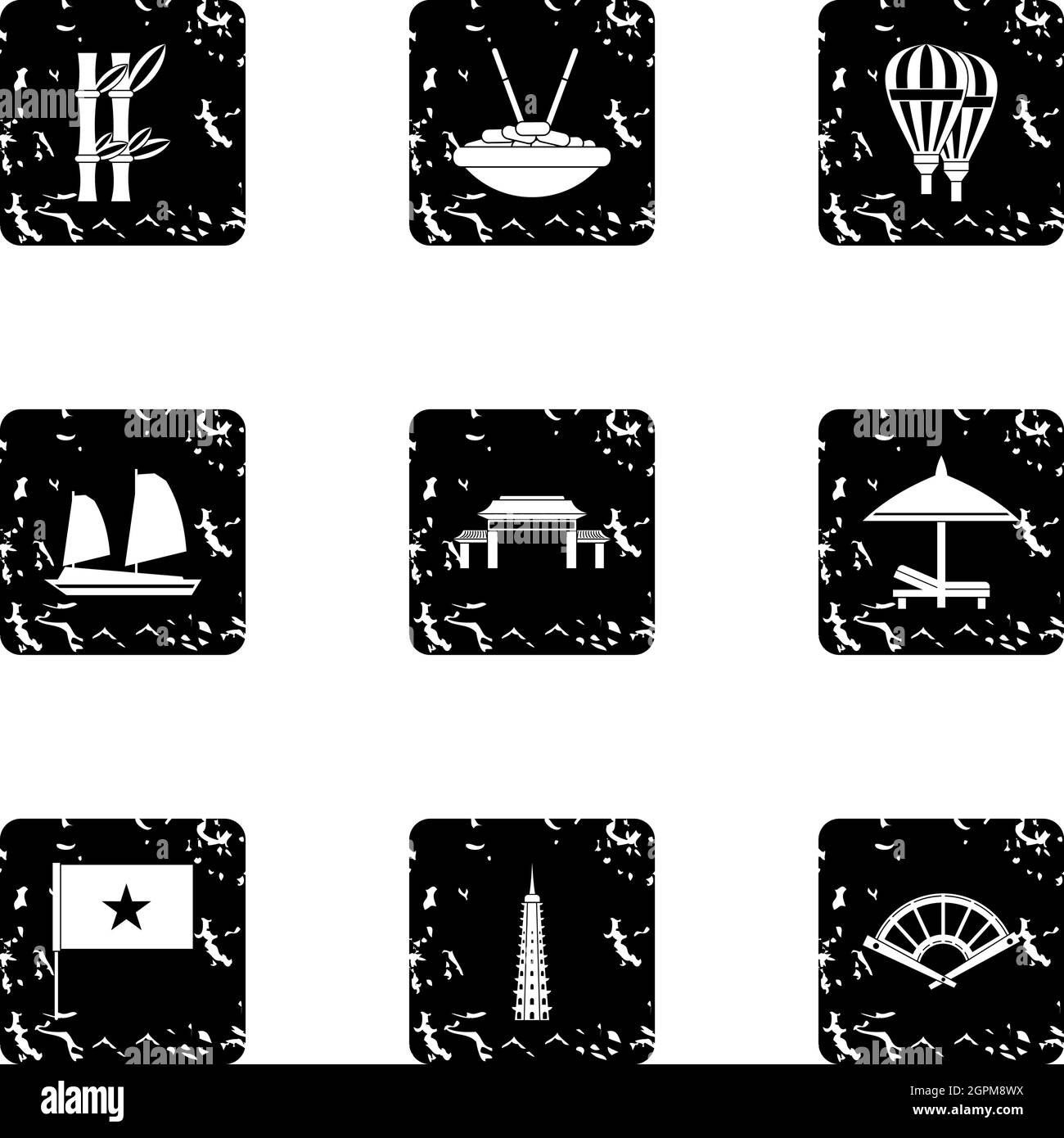 Tourism in Vietnam icons set, grunge style Stock Vector Image & Art - Alamy