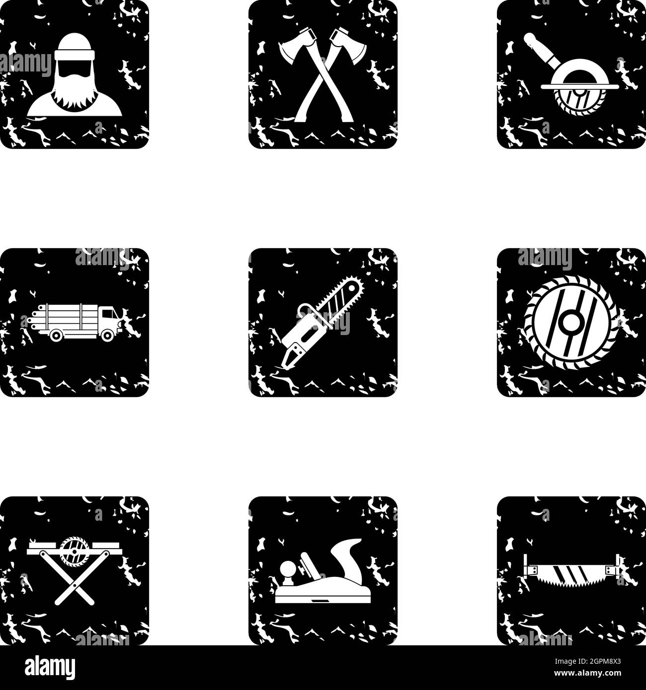 Cleaver icons set, grunge style Stock Vector