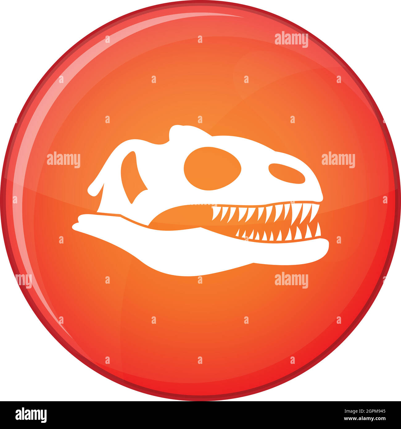 Skull of dinosaur icon, flat style Stock Vector