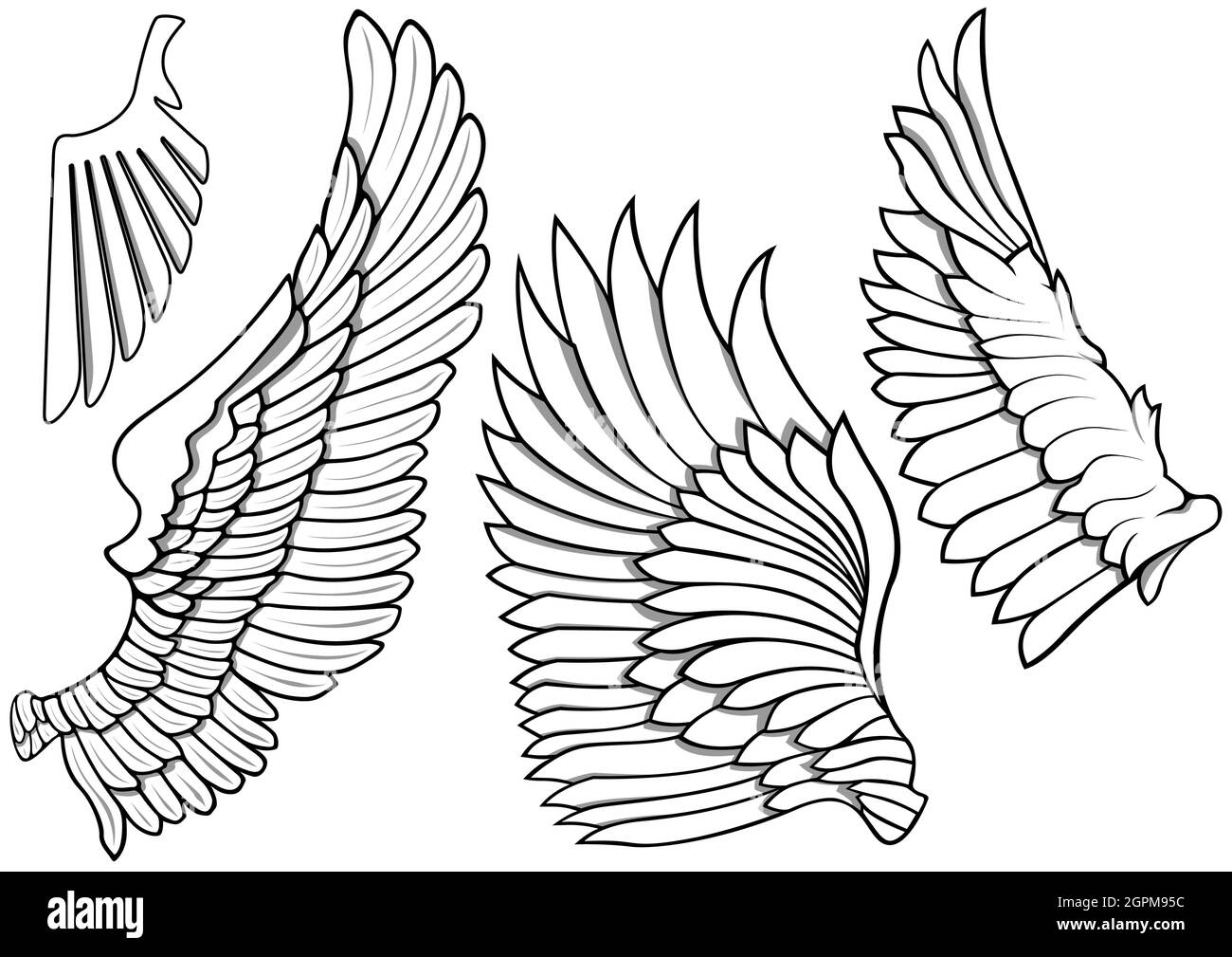 Black and White Wing Icons Stock Vector
