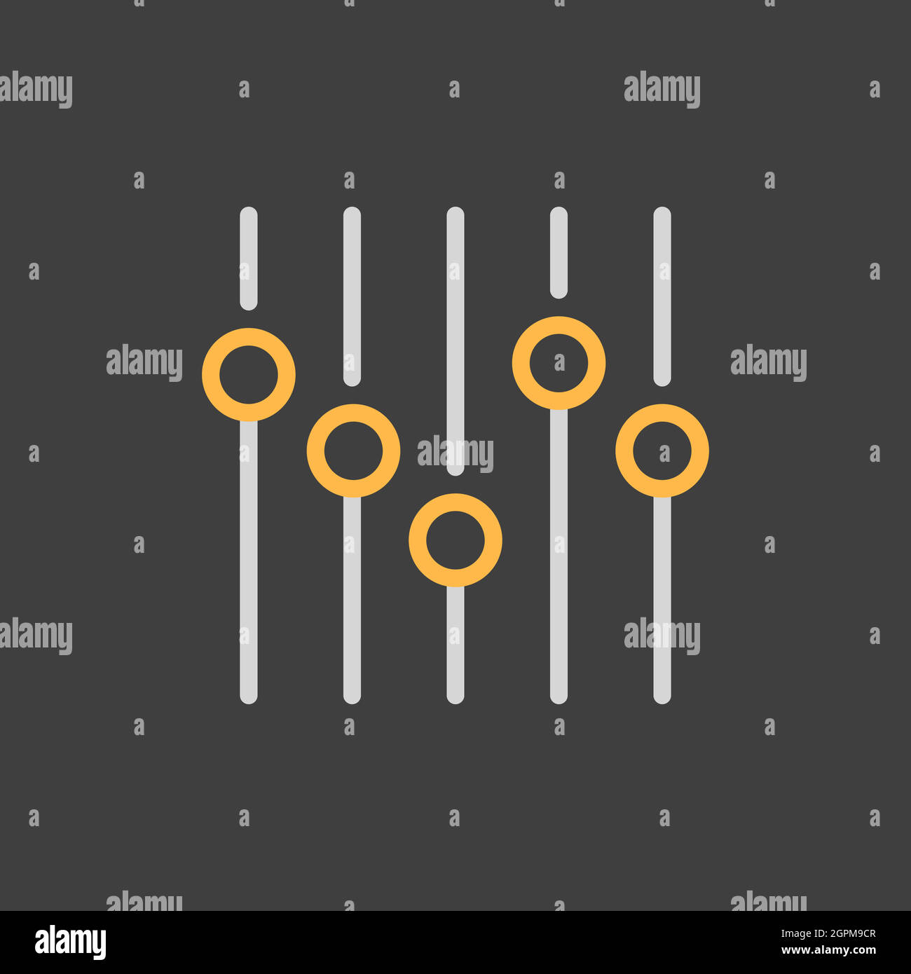 Equalizer vector icon on dark background. Music sound wave symbol Stock Vector