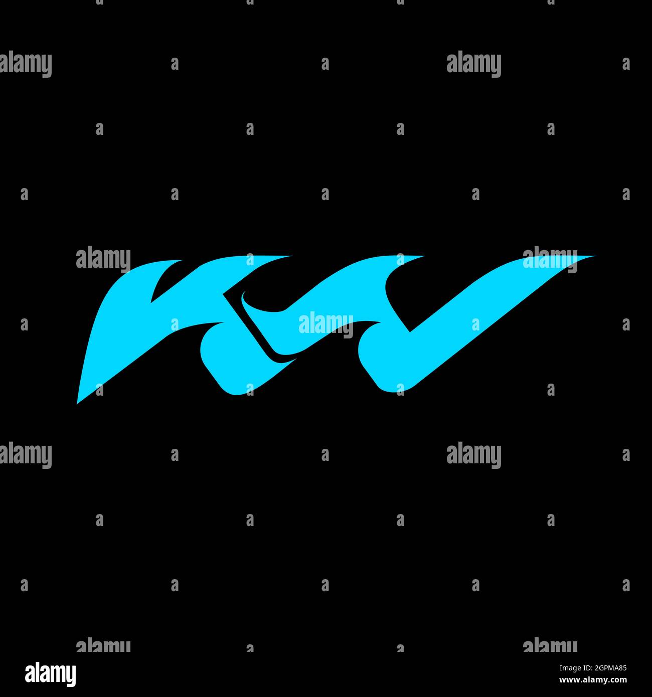 KW logo. letter based design combined with ocean waves Stock Vector