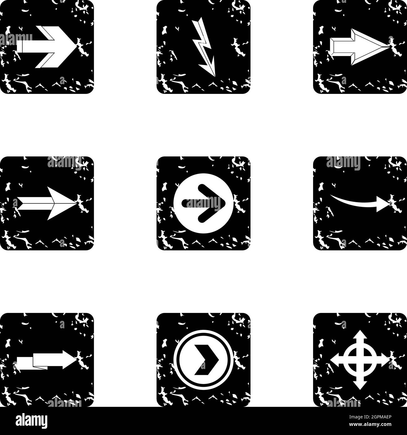 Cursor icons set, grunge style Stock Vector