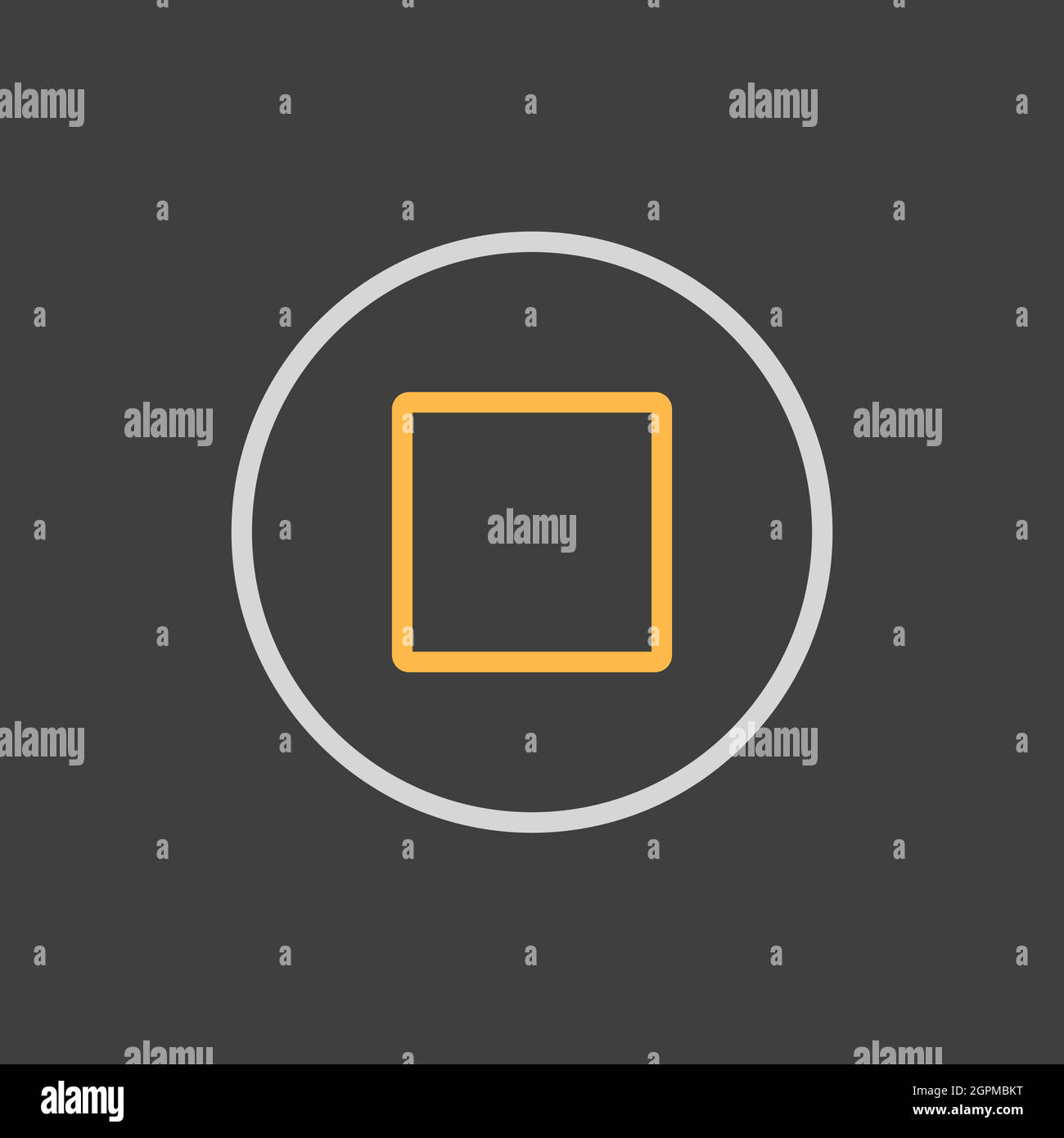 Stop button flat vector icon on dark background Stock Vector