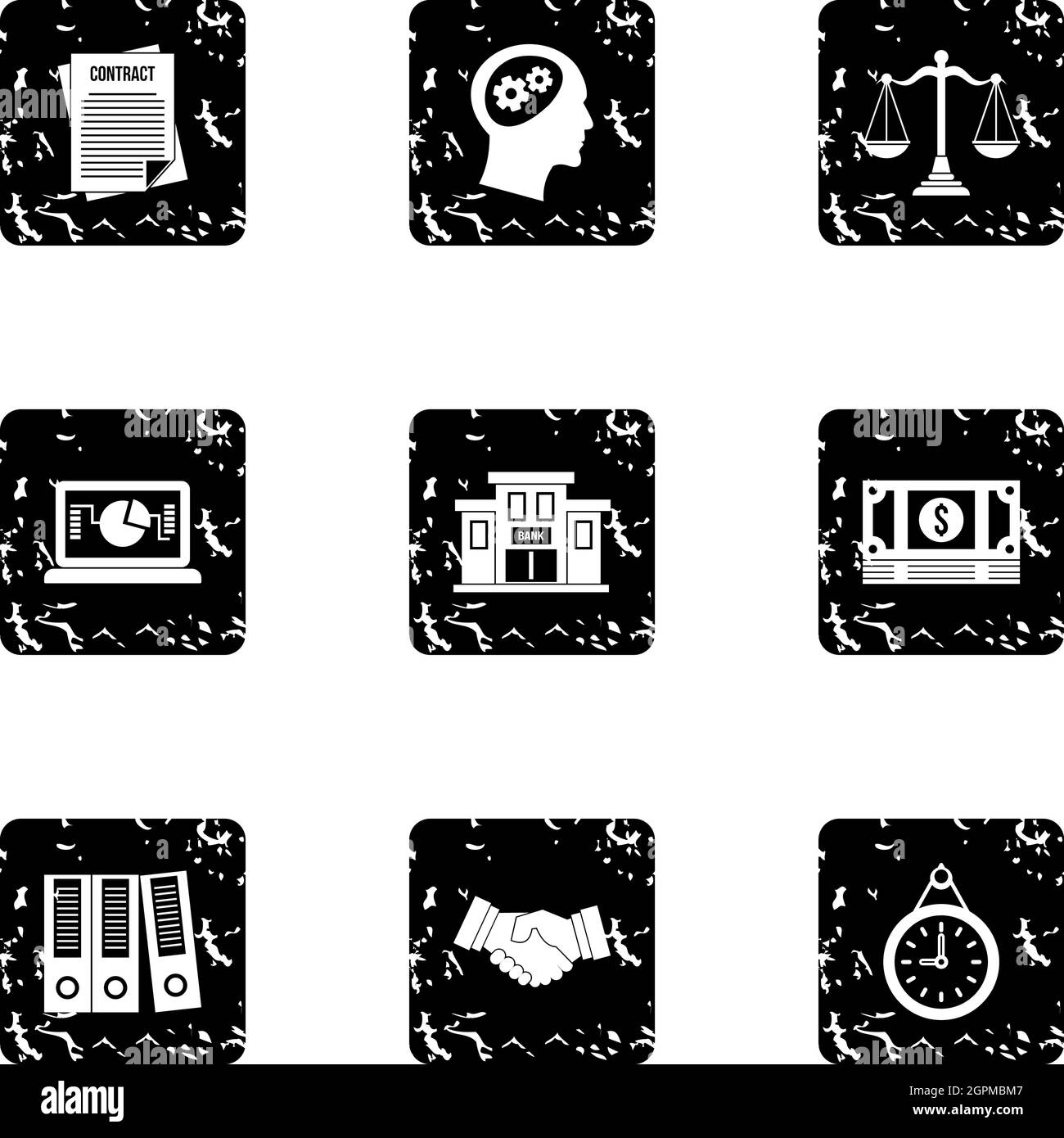 Office icons set, grunge style Stock Vector