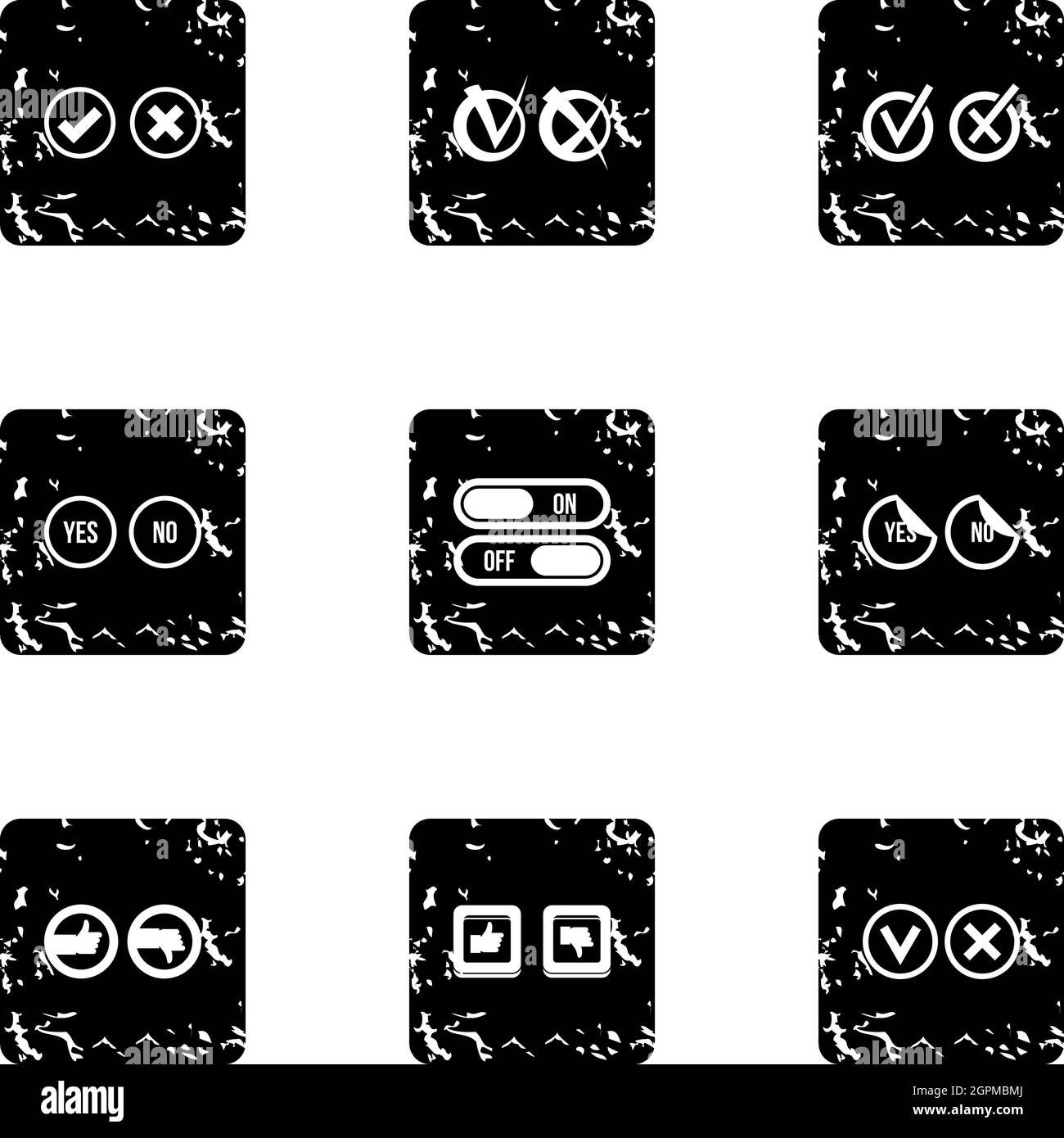 Choice icons set, grunge style Stock Vector