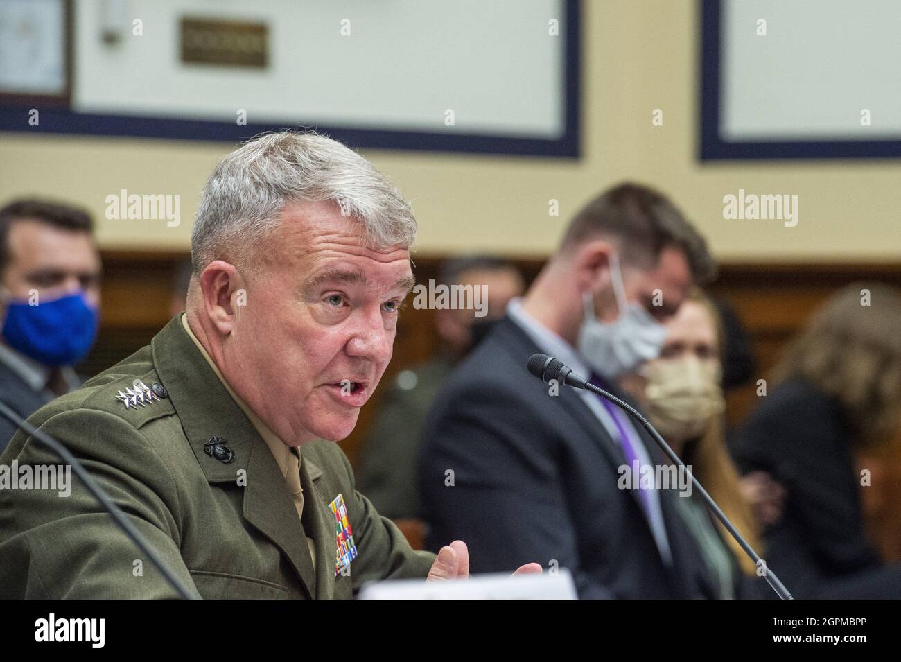 General Kenneth McKenzie Jr., USMC Commander, U.S. Central Command responds to questions during a House Armed Services Committee hearing on 'Ending the U.S. Military Mission in Afghanistan' in the Rayburn House Office Building in Washington, DC, USA, Wednesday, September 29, 2021. Photo by Rod Lamkey/Pool via CNP/ABACAPRESS.COM Stock Photo