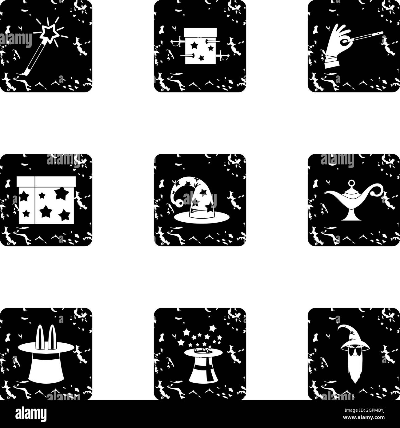 Witchcraft icons set, grunge style Stock Vector