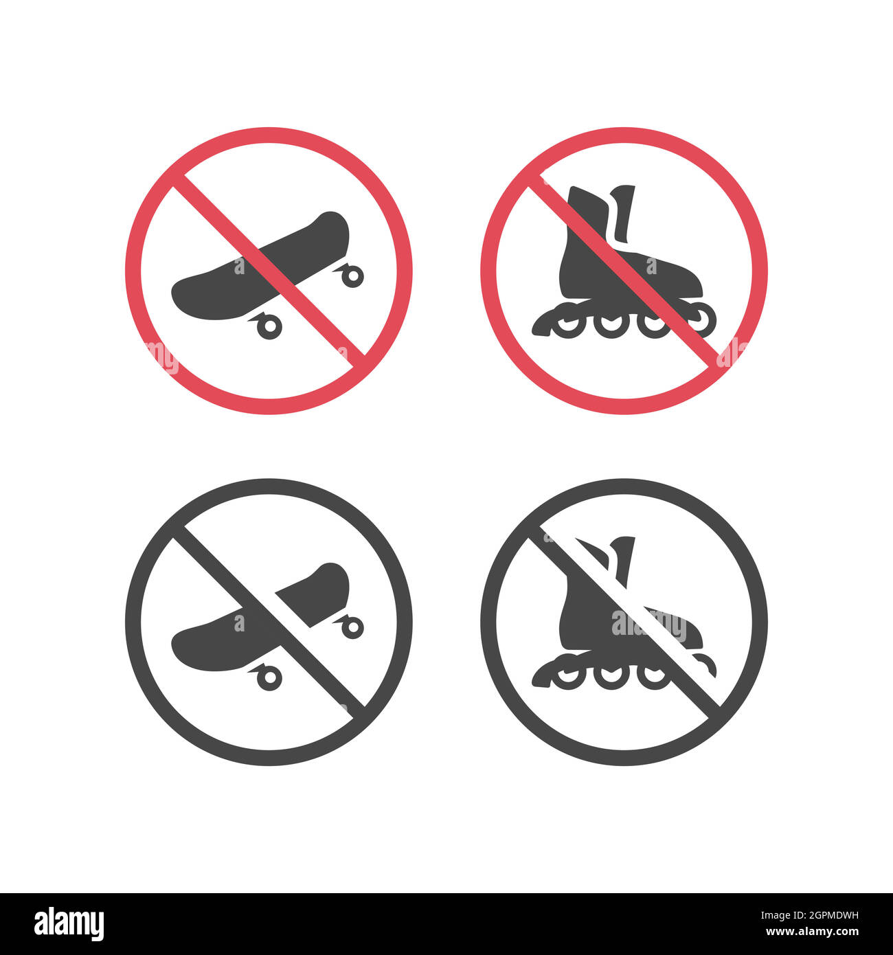 No roller skates and skateboards Stock Vector
