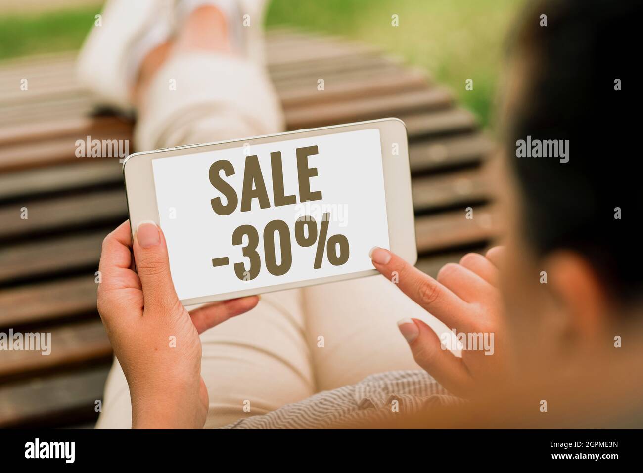 Text sign showing Sale 30 Percent. Word for A promo price of an item at 30 percent markdown Voice And Video Calling Capabilities Connecting People Stock Photo