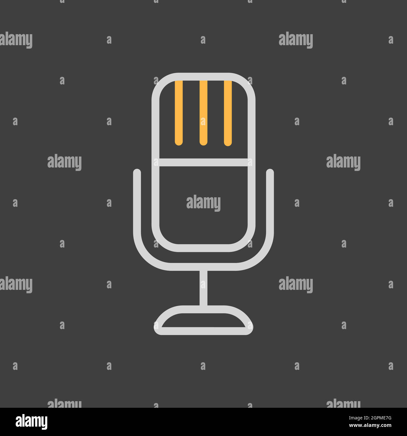 Retro microphone vector flat icon on dark background Stock Vector