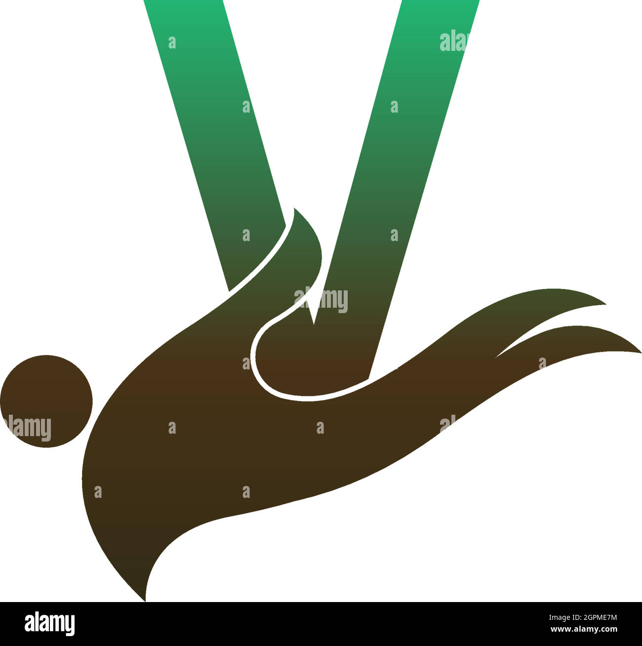 Letter V logo icon with people hand design symbol template Stock Vector