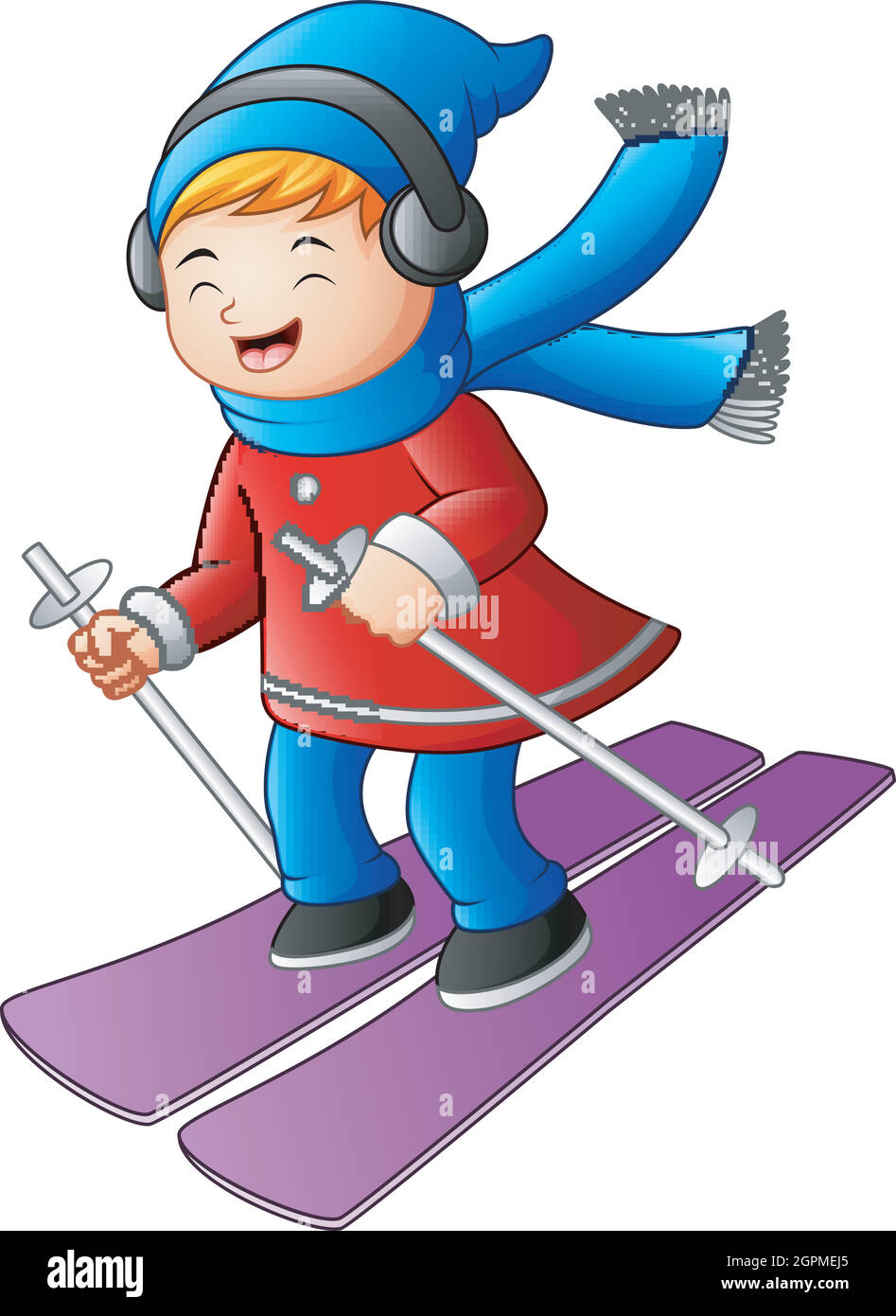 Cartoon girl skiing with a headphones Stock Vector Image & Art Alamy