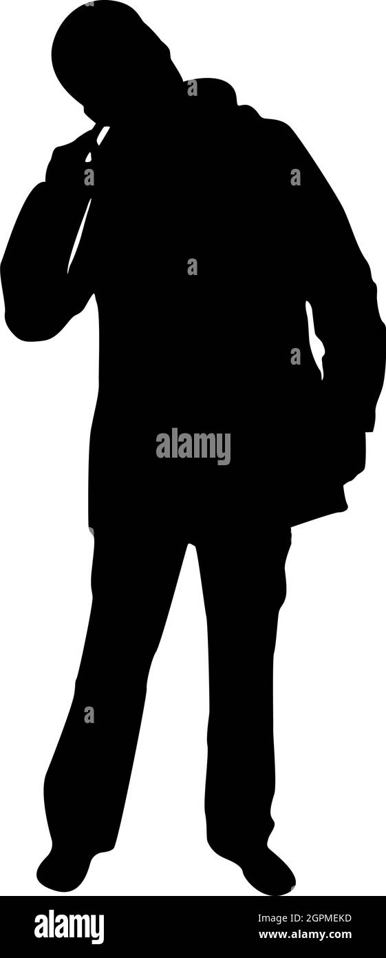 Silhouette male picking in ear using finger male clearing earwax clean body concept caring for cleanliness idea hygiene cleanup hygienic black color vector illustration flat style image Stock Vector