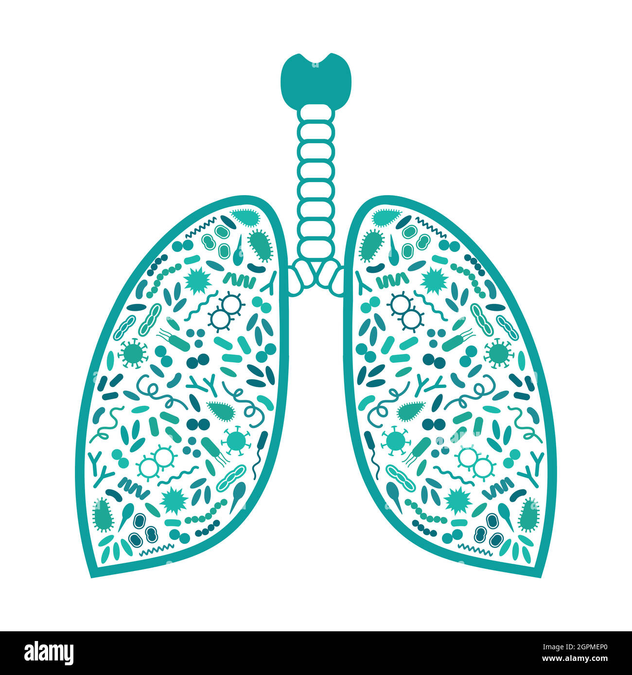 bacteria and virus in respiratory system Stock Vector