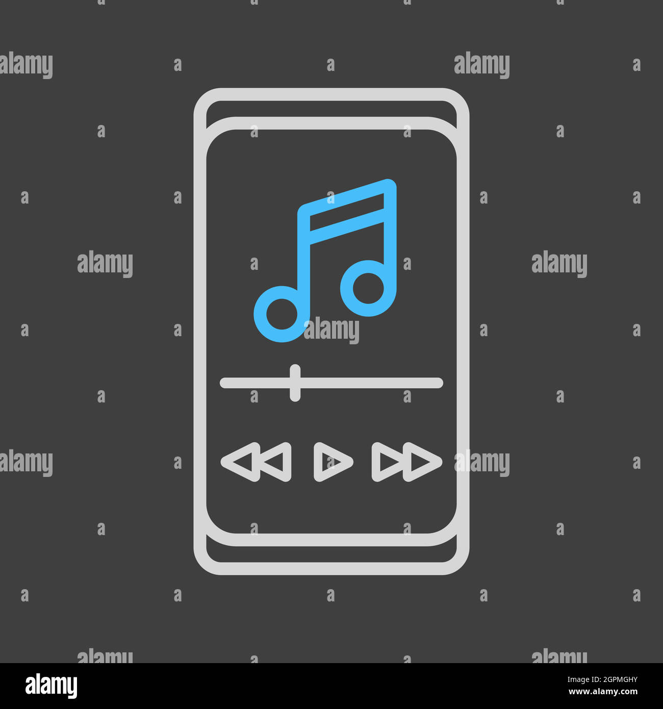 Smartphone with music player app vector icon Stock Vector