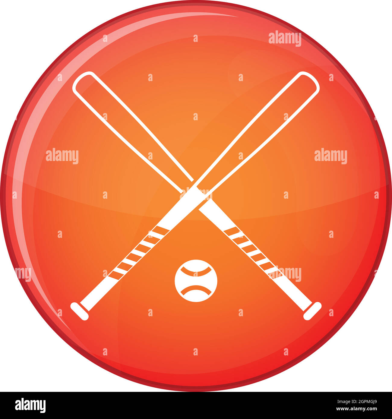 Crossed baseball bats and ball icon, flat style Stock Vector